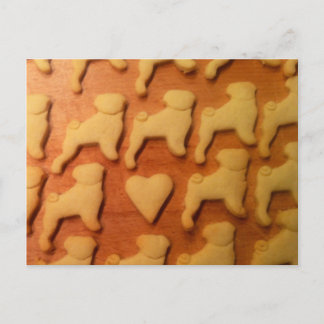 Cartão Postal Mops mit Herz. Pug com Coração