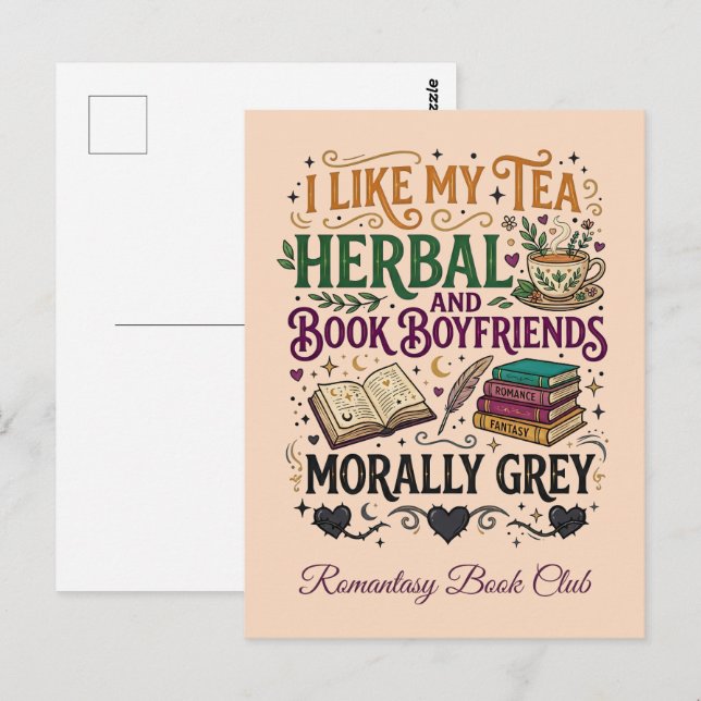 Cartão Postal Morally Grey Book Boyfriend Herbal Tea Book Club (Frente/Verso)