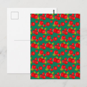 Cartão Postal Morango Com Folhas