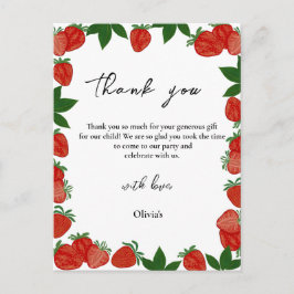 Cartão Postal Morango Doce Fruta Obrigado