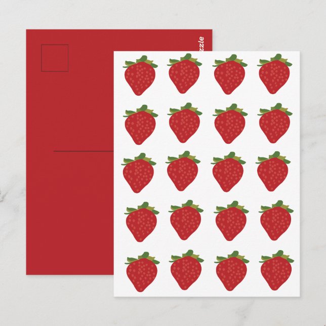 Cartão Postal Morango Fruta doce Morango de Verão (Frente/Verso)