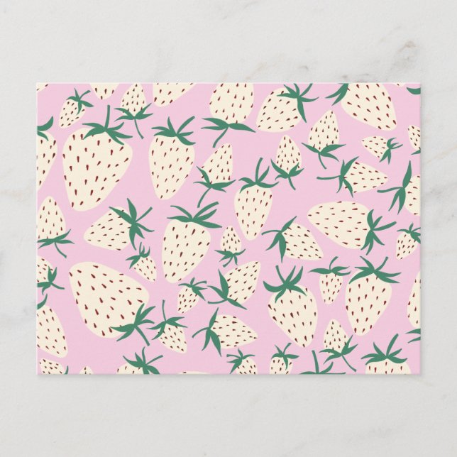 Cartão Postal Morangos Brancos Exóticos Amam Amizade Romance (Frente)