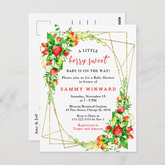 Cartão Postal Morangos e Chás de fraldas das margaridas (Frente/Verso)