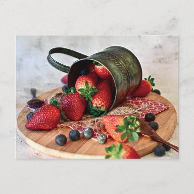 Cartão Postal Morangos, Frutas e doces (Frente)