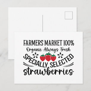 Cartão Postal Morangos orgânicos da feira do agricultor