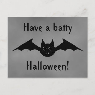 Cartão Postal Morcego vampiro do Halloween bonito com olhos gran