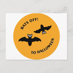 Cartão Postal Morcegos de Halloween Laranja
