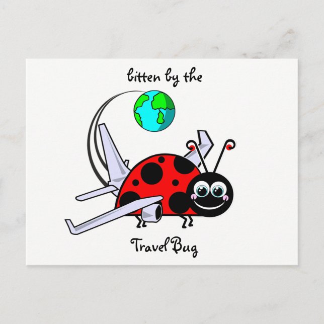 Cartão Postal Mordido Pelo Inseto De Viagem - Avião Ladybug (Frente)