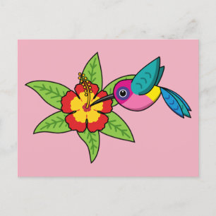 Cartão Postal Mordomo Colorido no Flor Tropical de Hibiscus
