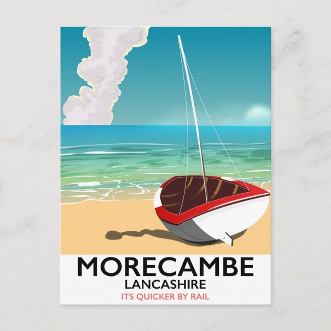 Cartão Postal Morecambe, poster de viagens de terras retiradas d (Frente)