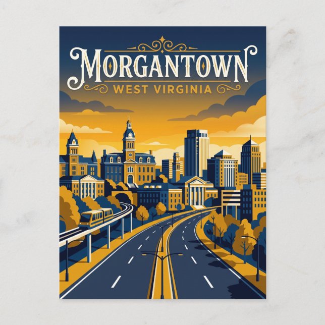 Cartão Postal Morgantown EUA (Frente)