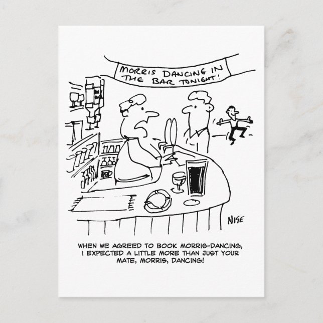 Cartão Postal Morris Dançando em Pub. Tradicional Dança Morris (Frente)