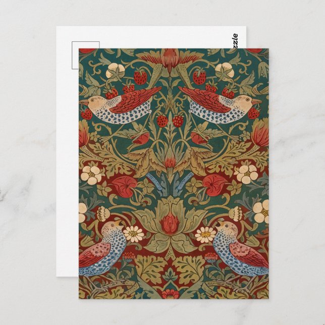 Cartão Postal Morris - Morango Ladrão Nº 2 Padrão Floral (Frente/Verso)