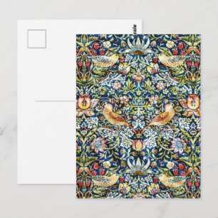 Cartão Postal Morris - Pássaro de Morango e Padrão Floral