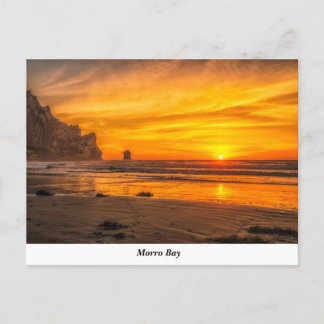 Cartão Postal Morro Bay Sunset No Cartão-Postal Da Praia