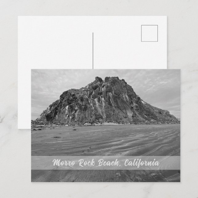 Cartão Postal Morro Rock Beach, Morro Bay, Califórnia (Frente/Verso)