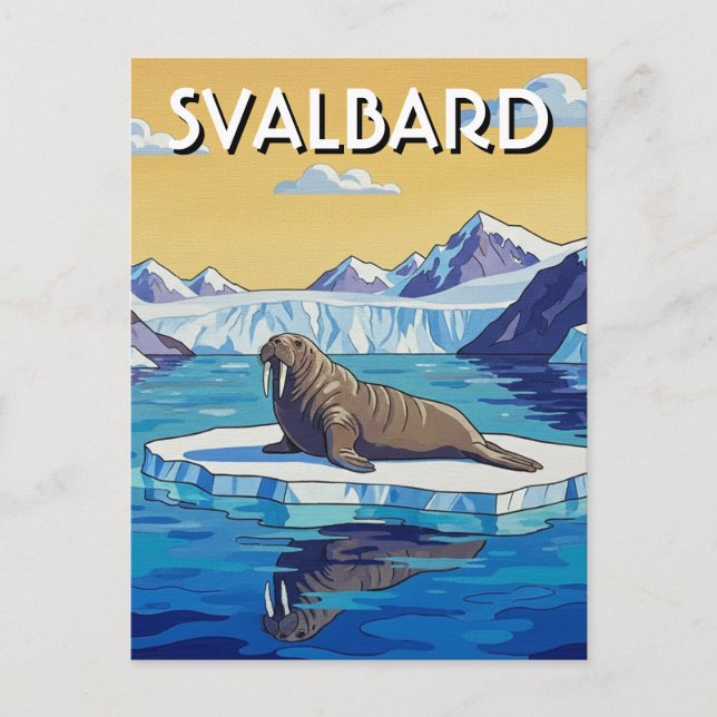 Cartão Postal Morsa em Svalbard Noruega (Frente)