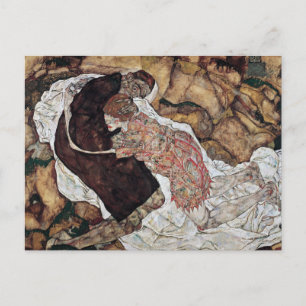 Cartão Postal morte e garota pintura por Egon Schiele