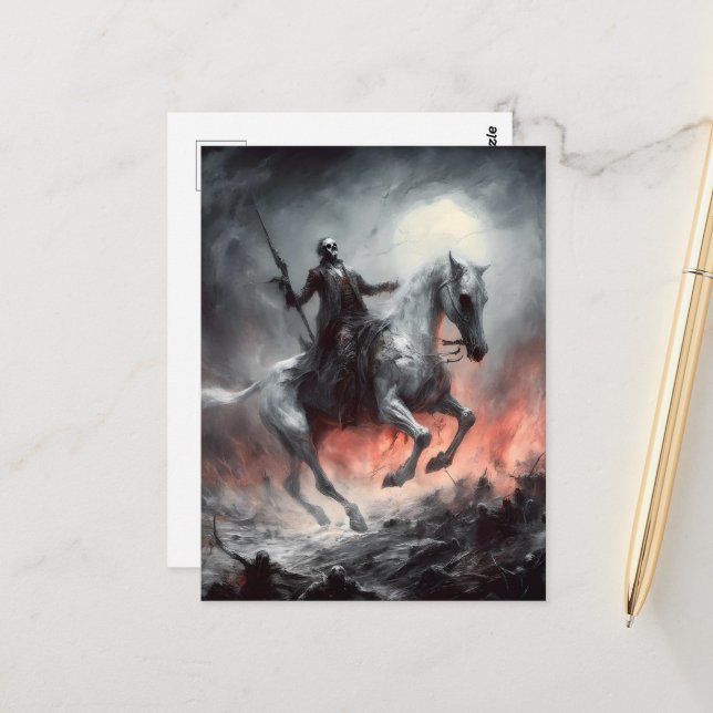Cartão Postal Morte em um Cavalo Pálido Macabre AI Art (Frente/Verso In Situ)