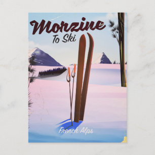 Cartão Postal Morzine, poster de esqui dos Alpes franceses