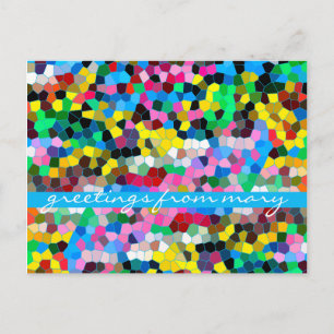 Cartão Postal Mosaico Azul Cor-de-rosa abstrato