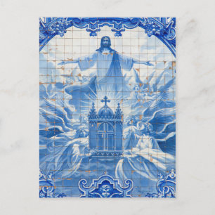 Cartão Postal Mosaico azulejo azul de jesus, Portugal