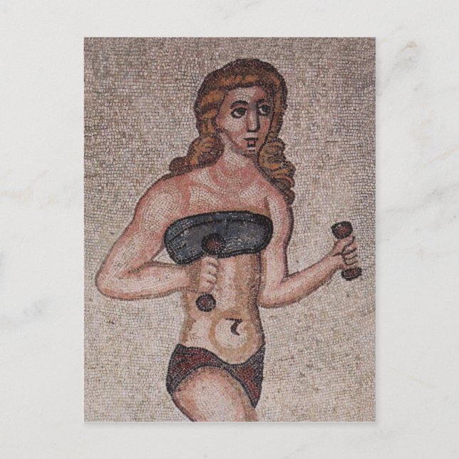 Cartão Postal Mosaico da Menina Bikini - Pesos Elevantes - Roman (Frente)