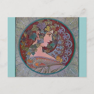 Cartão Postal Mosaico da Mulher Art Deco Mucha