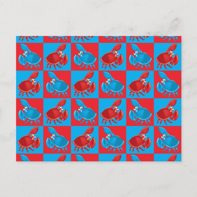 Cartão Postal Mosaico de caranguejo de desenho animado (Frente)