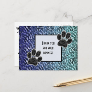 Cartão Postal Mosaico de Pegada de Pata Obrigado pelo Seu Negóci