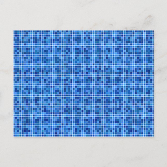 Cartão Postal Mosaico de pixel azul (Frente)