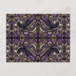 Cartão Postal Mosaico de Tesselações de Corvo com Batik Roxo Dou