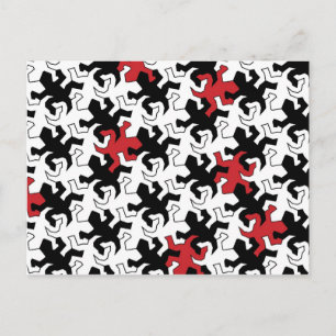 Cartão Postal Mosaico Geckos - preto vermelho