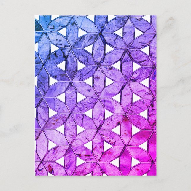 Cartão Postal Mosaico Periwinkle Flor de Vida (Frente)