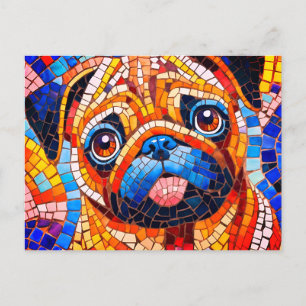 Cartão Postal Mosaico Pug