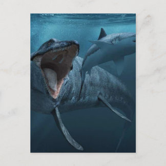 Cartão Postal Mosassauro perseguindo jiges poster acrílicos de i