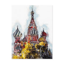 Moscou City Streets Poster de viagens Watercolor I