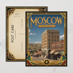 Cartão Postal Moscou Idaho Arte Deco Vintage Era de Ouro