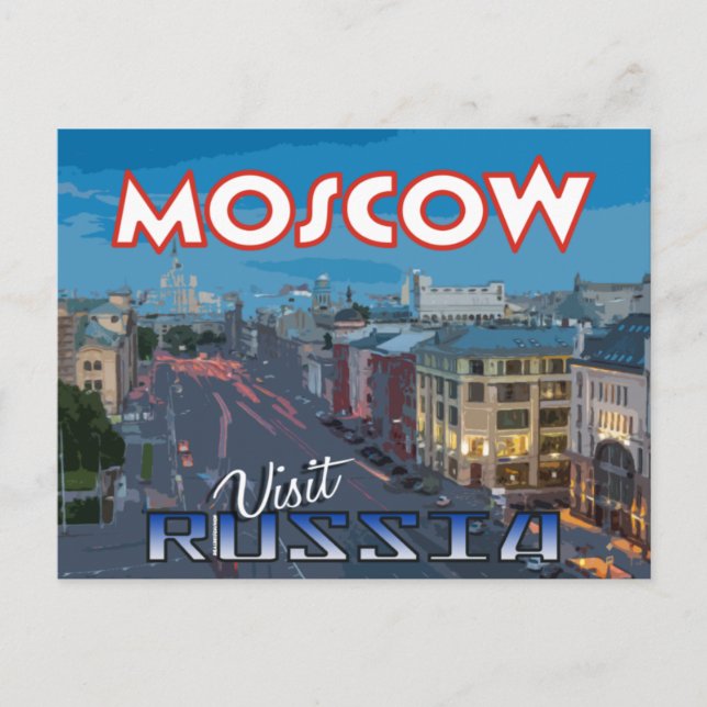 Cartão Postal Moscou, postal da serie Visite a Rússia (Frente)