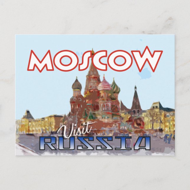 Cartão Postal Moscou, postal da serie Visite a Rússia (Frente)