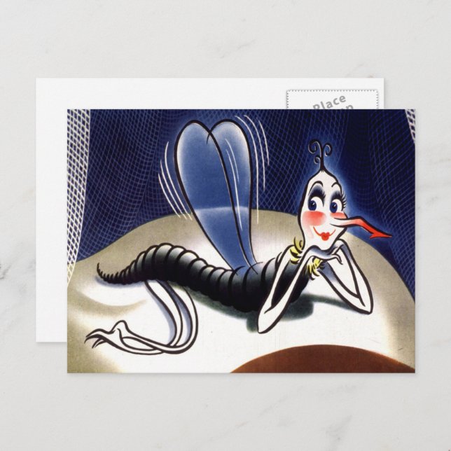 Cartão Postal Mosquito Vintage Madam Malária (Frente/Verso)