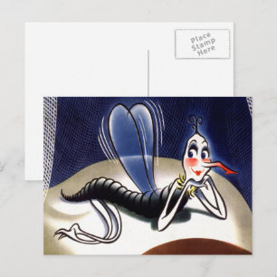 Cartão Postal Mosquito Vintage Madame Malária