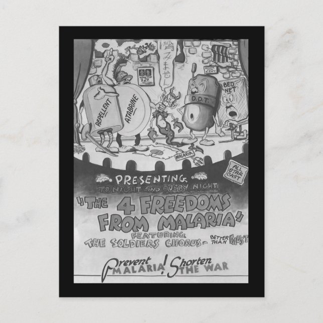 Cartão Postal Mosquitos Repelentes Liberdade da Malária (Frente)