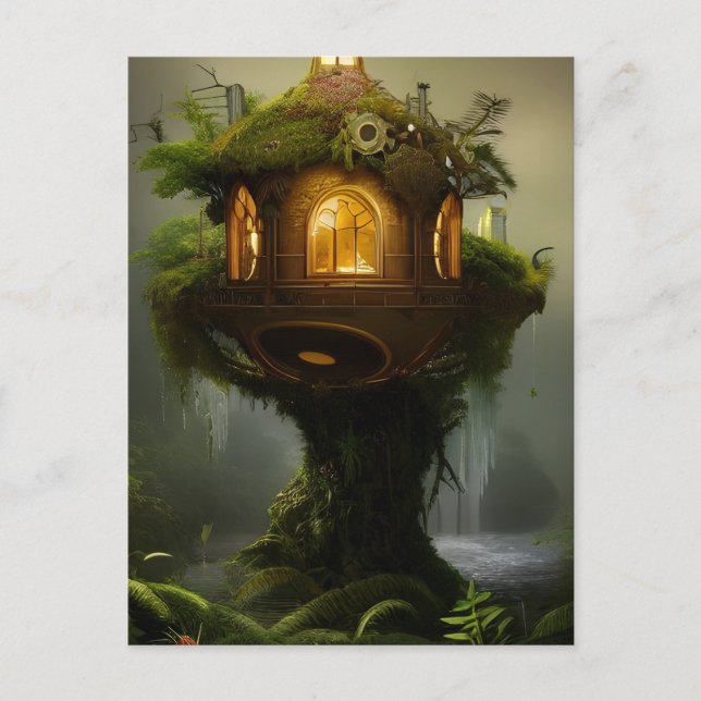 Cartão Postal Mossy Fairy House (Frente)