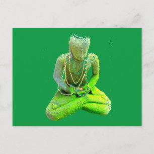 Cartão Postal Mossy Green Buddha Meditando Thunder_Cove