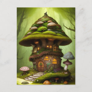Cartão Postal Mossy Mushroom Fairy House
