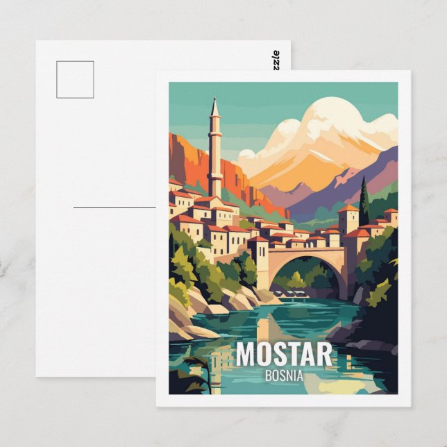 Cartão Postal Mostar Bósnia Famosos Locais de Viagem (Frente/Verso)