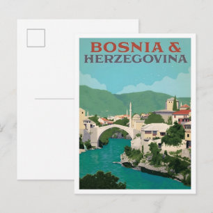 Cartão Postal Mostar Bósnia Herzegovina Arte Vintage Viagem