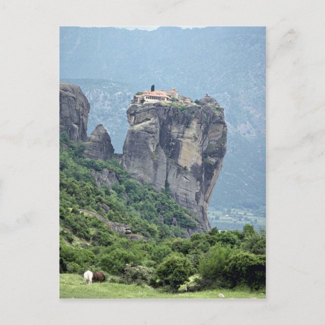 Cartão Postal Mosteiro em Meteora, Europa Grécia (Frente)