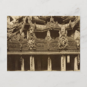 Cartão Postal Mosteiro ou Pagoda, detalhe, provavelmente Mandala